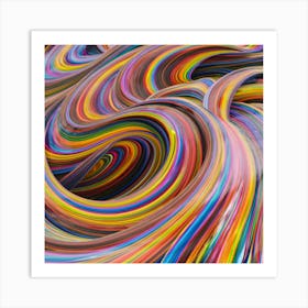 Close-up of colorful wave of tangled paint abstract art 21 Art Print