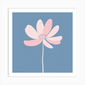 A White And Pink Flower In Minimalist Style Square Composition 54 Art Print