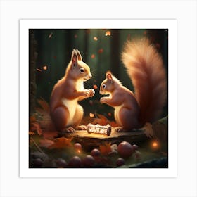 Squirrels In The Woods Art Print