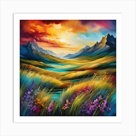 Sunset In The Mountains 2 Art Print