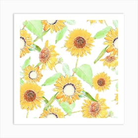 Sunflowers Watercolor Painting Art Print