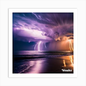 Lightning Over The Ocean Art Print