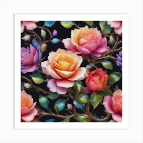 Colorful Roses Art Print