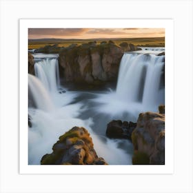 Waterfalls In Iceland Art Print