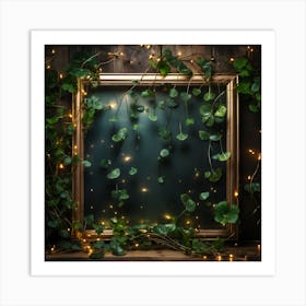 Frame With Ivy And Fairy Lights Art Print