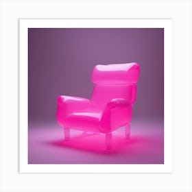 Furniture Design, Tall Armchair, Inflatable, Fluorescent Viva Magenta Inside, Transparent, Concept P Art Print