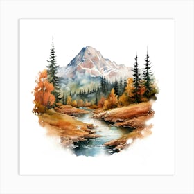 Watercolor Of A Mountain Stream 11 Art Print