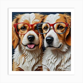 Two Dogs Wearing Glasses 1 Art Print