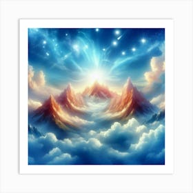 Mountains And Clouds In The Sky Art Print