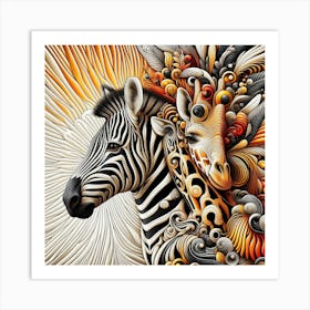 Abstract Zebra and Giraffe Art Print