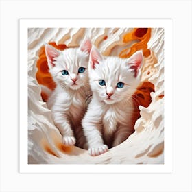 White Kittens Art Print