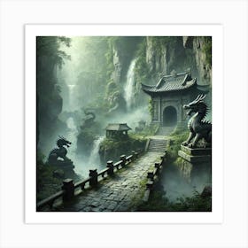 A Mysterious Scene Showing A Hidden Entrance To Th Art Print