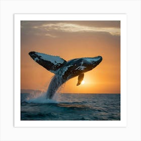 Humpback Whale Jumping Out Of The Water 16 Art Print