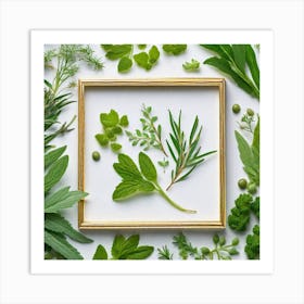 Fresh Herbs In A Frame Art Print