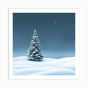 A Serene Winter Landscape Under A Subdued Grey Sky Snow Blankets A Fir Tree Frost Glistens On Surr (1) Art Print