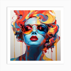 Colorful Woman In Sunglasses Art Print