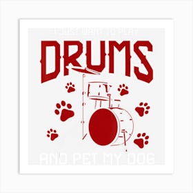 Pet Dog Drummer Drumsticks Gift Music Drums Art Print