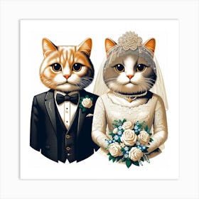 Wedding Cats V2 Art Print