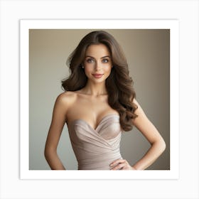 Beautiful Woman In A Strapless Dress Art Print