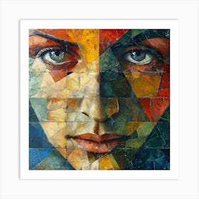 Mosaic Face Of A Woman Art Print