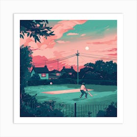 Cricket Field At Sunset Art Print