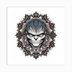 Skull With Blue Eyes Art Print