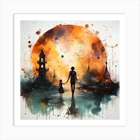 Moments Of Wonder Illustration Of Mother Child Magic Art Print