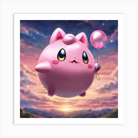 Pokemon Pink Balloon Art Print