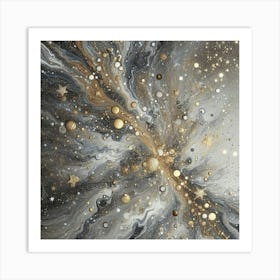 Gold And Silver Nebula Art Print