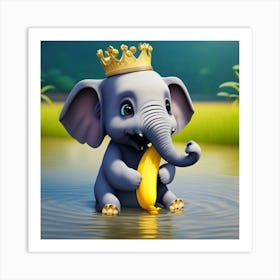 Elephant With A Crown 1 Art Print