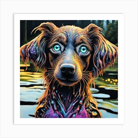 Dog With Blue Eyes Art Print