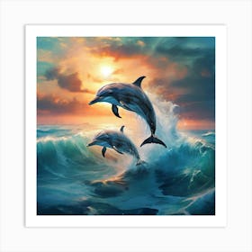 Default Pictures Of The Sea With Dolphins 2 Art Print