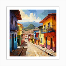 Colorful Street In Colombia 1 Art Print