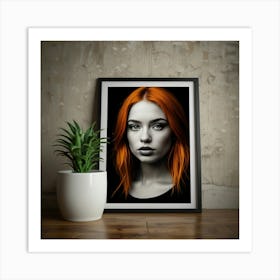 Portrait Of A Woman With Red Hair Art Print