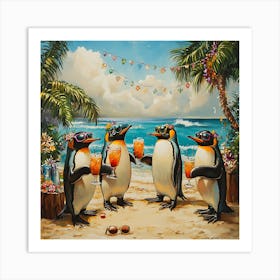 Tropical Penguin Beach Party Fun 9 Art Print