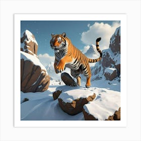 Tiger In The Snow 1 Art Print