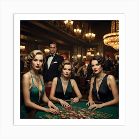 Glamorous Ladies At Casino Art Print