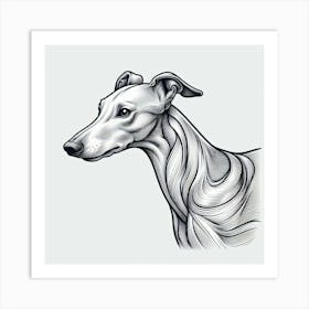 Line Art greyhound dog 1 Art Print