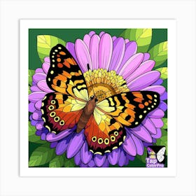 Butterfly On A Flower 2 Art Print