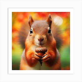 Squirrel In Autumn Art Print