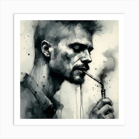 Man Enjoying A Tobacco Pipe Art Print