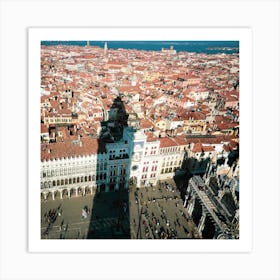 Venice And The Tower Shadow Square Art Print
