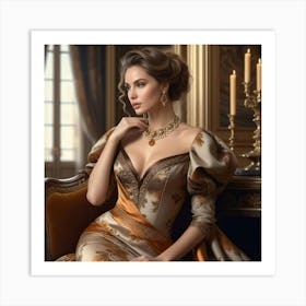 Victorian Woman In Evening Dress Art Print