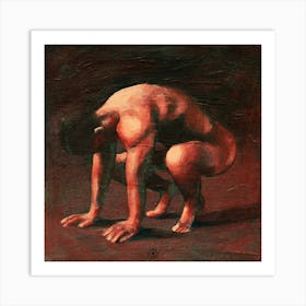 Male Nude homoerotic gay art man naked hand painted classical square adult mature Art Print