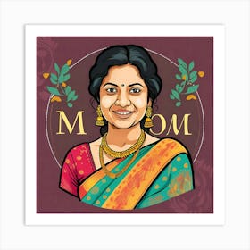 Mom In Sari Art Print