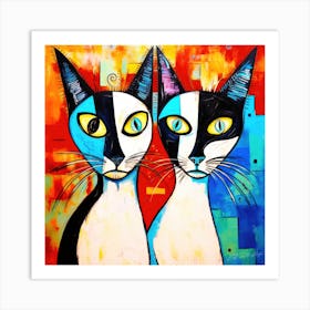 Siamese Picasso - Two Cute Cats Art Print