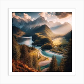 Sunrise In The Mountains Art Print