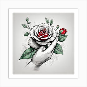 Hand Holding A Rose 2 Art Print