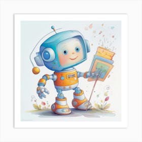 A Little Cute Boy robot Art Print