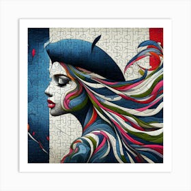 Abstract Puzzle Art French woman Art Print